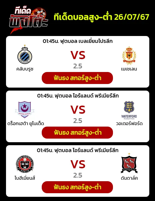 ดร็อกเฮด้า ยูไนเต็ด(10)vs วอเตอร์ฟอร์ด(3)-โบฮีเมี่ยนส์(8) vs ดันดอล์ค(9)-คลับบรูซ(4) vs เมเชเลน(8)