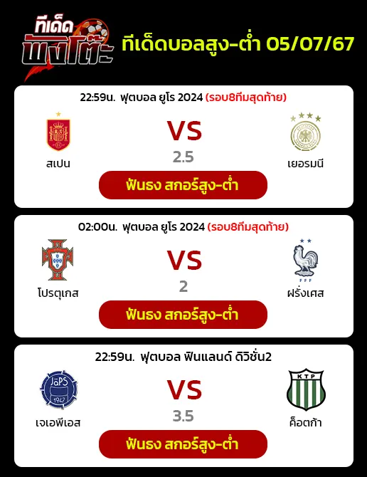 สเปน vs เยอรมนี-โปรตุเกส vs ฝรั่งเศส-เจเอพีเอส vs KTPค็อตก้า